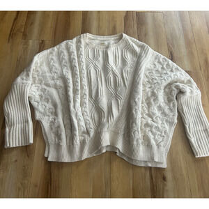 Maeve Anthropologie Womens M Oversized Asymmetrical Mix Knit Wool Blend Sweater